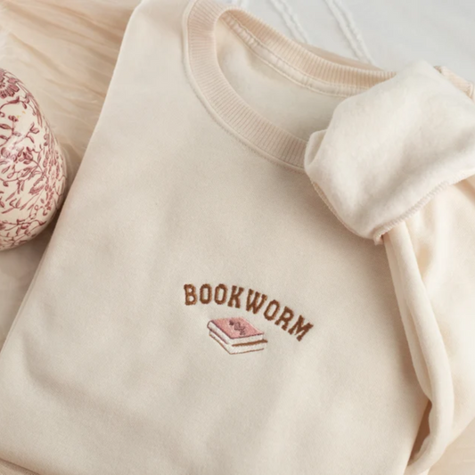 Embroidered Bookworm Crewneck