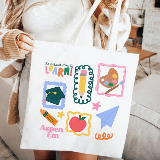 Back To School Doodles Tote // Reusable Bag
