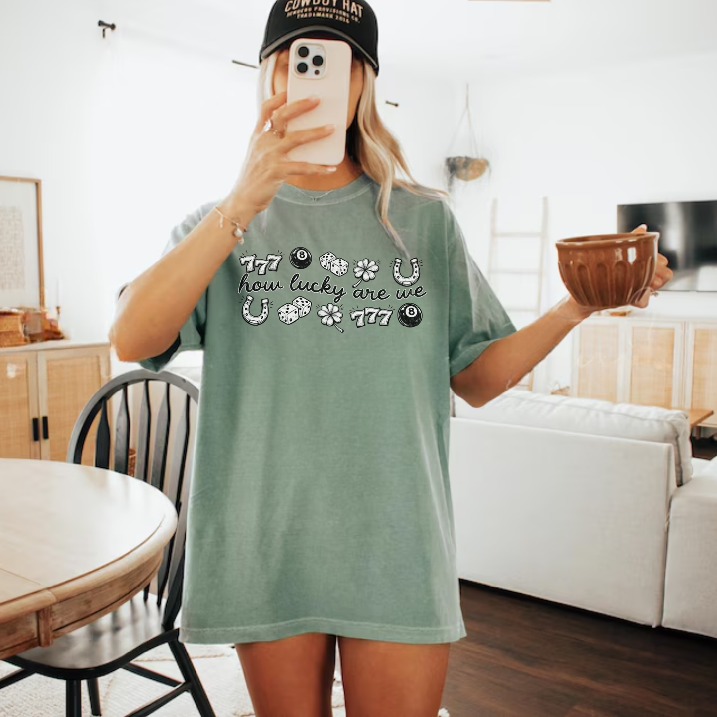 How Lucky Are We Tee (black text)