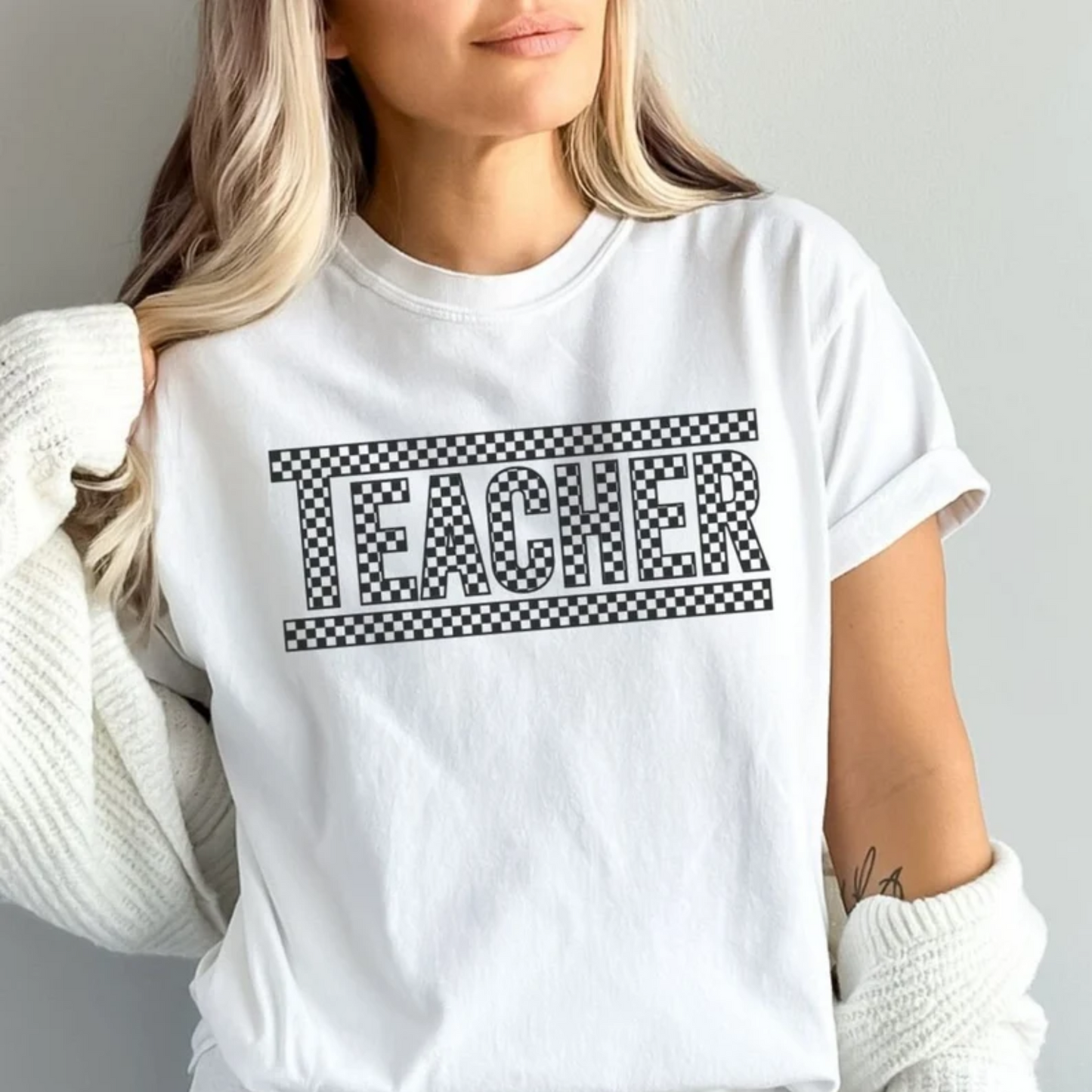 Checkered Grade Level/ Teacher Tee