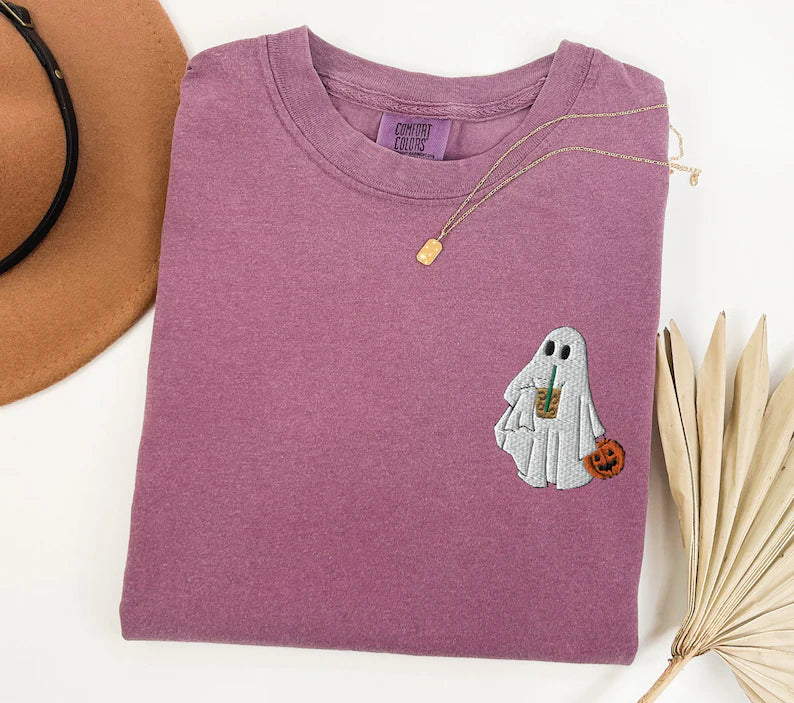 Trick or Treat Ghost Embroidered Tee