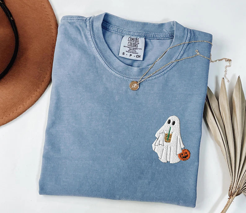 Trick or Treat Ghost Embroidered Tee